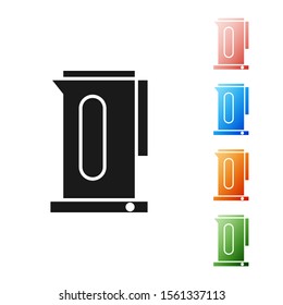 Black Kettle with handle icon isolated on white background. Teapot icon. Set icons colorful. Vector Illustration