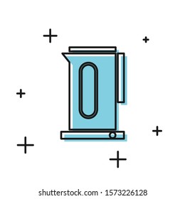 Black Kettle with handle icon isolated on white background. Teapot icon.  Vector Illustration