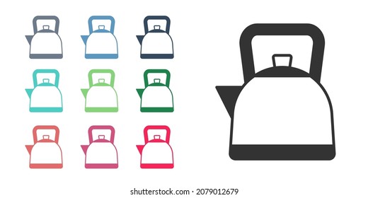 Neto negro con icono de mango aislado en fondo blanco. Icono de la tetera. Indique los iconos en colores. Vector
