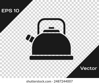 Black Kettle with handle icon isolated on transparent background. Teapot icon.  Vector