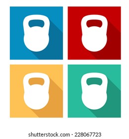 Black kettlebell  - flat icon with long shadow