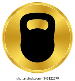 Black kettlebell - gold vector icon