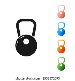 Black Kettlebell icon isolated on white background. Set icons colorful. Vector Illustration