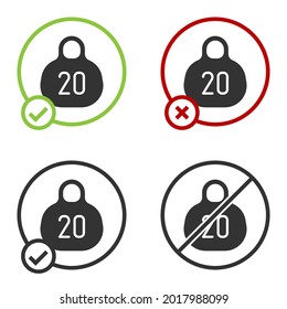 Black Kettlebell icon isolated on white background. Sport equipment. Circle button. Vector