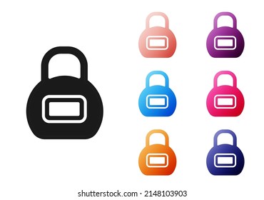 Black Kettlebell icon isolated on white background. Sport equipment. Set icons colorful. Vector