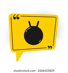 Black Kettlebell icon isolated on white background. Sport equipment. Yellow speech bubble symbol. Vector
