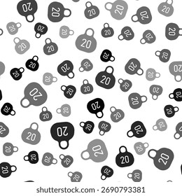Black Kettlebell icon isolated seamless pattern on white background. Sport equipment.  Vector