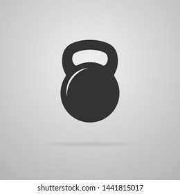 Black kettlebell icon on a gray background. Vector illustration.