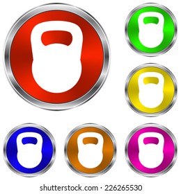 Black kettlebell  icon - vector glossy colourful buttons