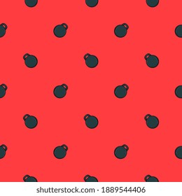 Black kettlebell , seamless pattern on a red background.