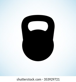 Black kettlebell -  black vector icon