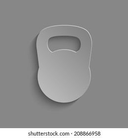 Black kettlebell vector icon with shadow on a grey background