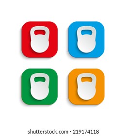 Black kettlebell vector icon with shadow