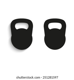 Black kettlebell - black vector icons