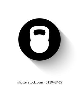 Black kettlebell - white vector icon  with shadow