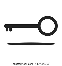 black key antique style with shadow isolated on white background. vector illustration