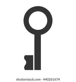 black key with circle and lines over isolated background,vector illustration