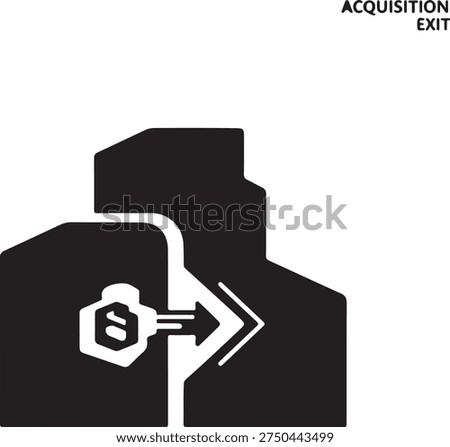 Black key entering hexagonal lock symbol with acquisition exit text desi