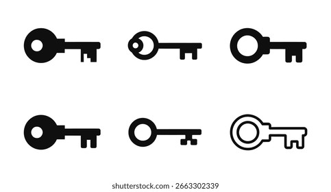 A black key with a hole in the middle set