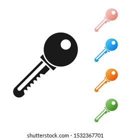 Black Key icon isolated on white background. Set icons colorful. Vector Illustration