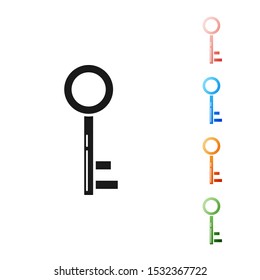 Black Key icon isolated on white background. Set icons colorful. Vector Illustration