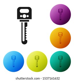 Black Key icon isolated on white background. Set icons colorful circle buttons. Vector Illustration