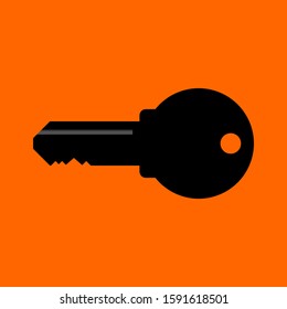 black key icon isolated on orange color background. vector illustration