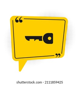 Black Key icon isolated on white background. Yellow speech bubble symbol. Vector Illustration