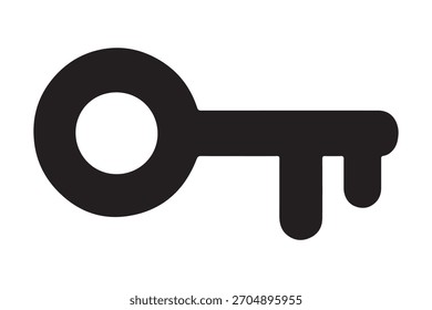 Black Key Icon on White Background Symbolic Representation of Security