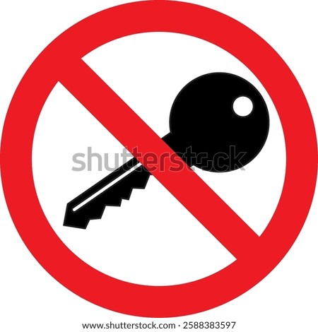 black key icon, prohibition sign, no access, no entry, keys not allowed.