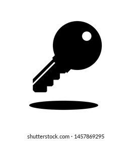 black key icon with shadow isolated on white background. vector illustration