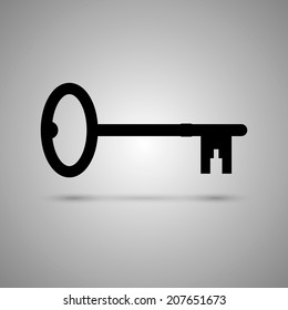  Black key isolated on grey background. Vector illustration, eps 10.