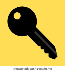 black key isolated on yellow background. vector illustration
