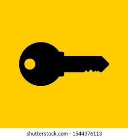 black key isolated on yellow background. vector illustration