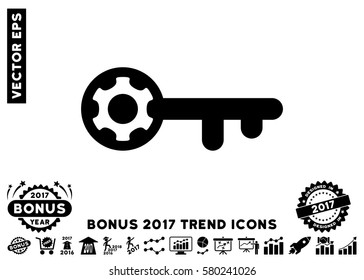 Black Key Options icon with bonus 2017 trend pictograms. Vector illustration style is flat iconic symbols, white background.