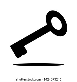 black key with shadow isolated on white background. vector illustration
