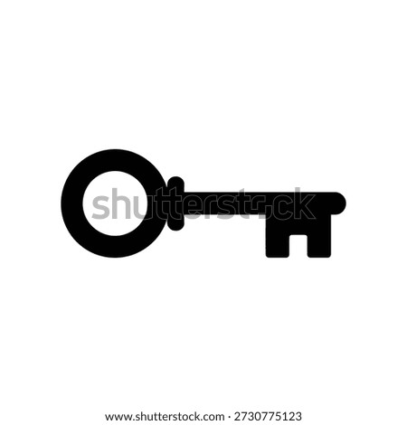 black key silhouette icon isolated on white background representing access, security, permission, password and property ownership concept