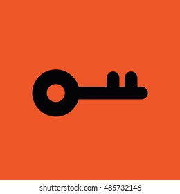 Black key vector icon. Orange background