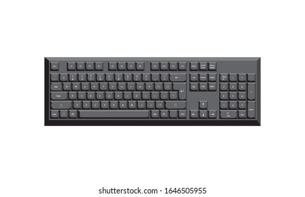 Black keyboard in 3d on transparent background.