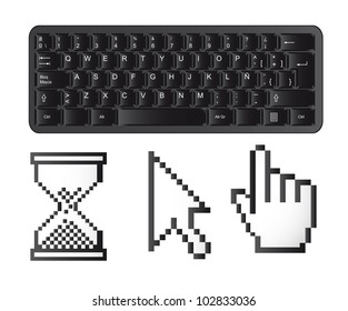 black keyboard with cursors isolated over white background. vector
