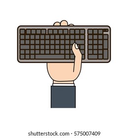 black keyboard in the hand icon image, vector illustration design