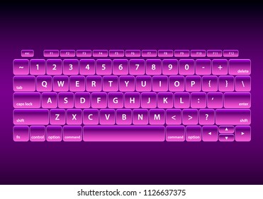 Black keyboard object on purple background . Vector illustration