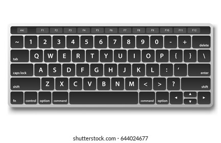 Black keyboard object on white background. Vector illustration