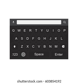 Black keyboard for smartphone. Flat vector illustration EPS 10