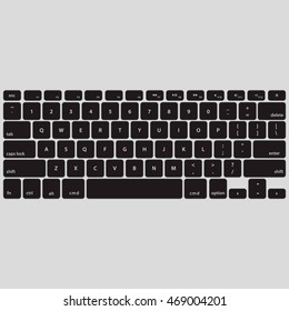 Black Keyboard Stroke QWERTY - Isolated Vector Illustration.