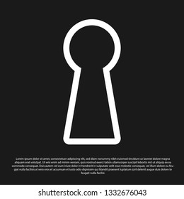 Black Keyhole icon isolated on black background. Key of success solution. Keyhole express the concept of riddle, secret, peeping, safety, security. Vector Illustration