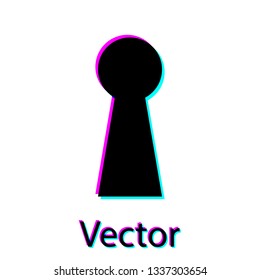 Black Keyhole icon isolated on white background. Key of success solution. Keyhole express the concept of riddle, secret, peeping, safety, security. Vector Illustration
