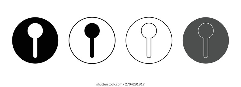 Buraco de fechadura preto sobre fundo branco. Misteriosa fechadura de porta. Ilustração vetorial .EPS 10 .