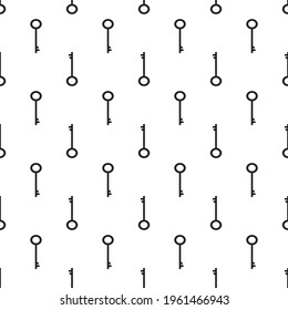 Black keys on white background. Simple style seamless pattern. Vector illustration.