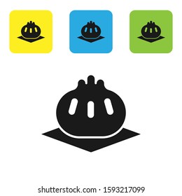 Black Khinkali on cutting board icon isolated on white background. Traditional georgian dumpling. Set icons colorful square buttons. Vector Illustration